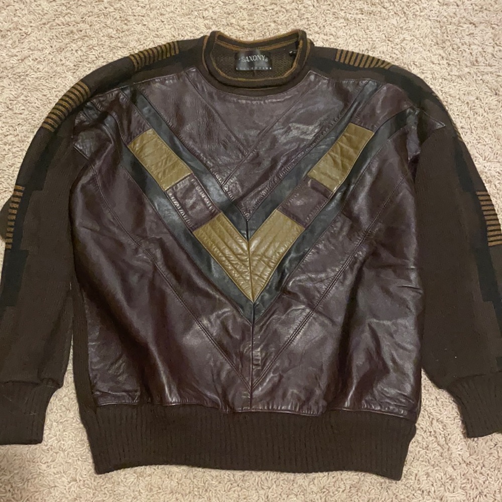 Saxony Leather Front Sweater